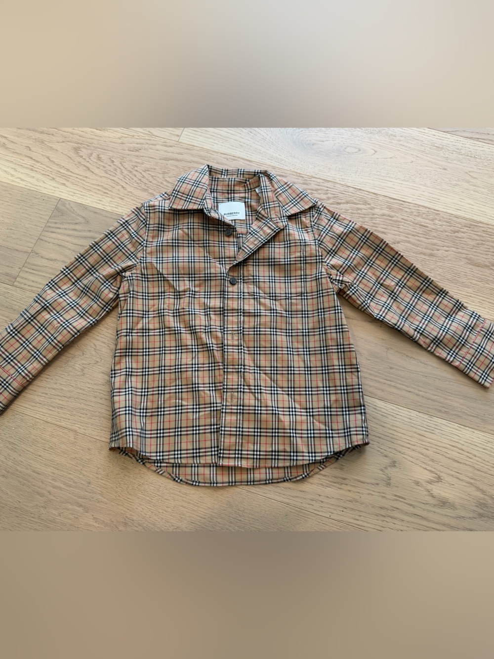 Burberry Tan Check Button-Down Shirt